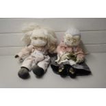 PAIR OF DOLLS MODELLED AS AN ELDERLY COUPLE