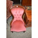 VICTORIAN STYLE PINK BUTTON BACK NURSING OR SIDE CHAIR