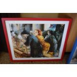 AFTER MATTIN-LAURENT PARTARRIEU, FOUR COLOURED PRINTS, TWO IN BLUE FRAMES, TWO IN RED FRAMES (4)