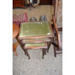 NEST OF THREE GLASS TOP OCCASIONAL TABLES