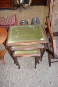 NEST OF THREE GLASS TOP OCCASIONAL TABLES