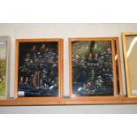 GROUP OF FOUR ORIENTAL PICTURES REPRESENTING THE SEASONS FRAMED AND GLAZED