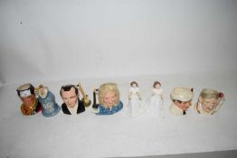 SIX VARIOUS ROYAL DOULTON CHARACTER JUGS TO INCLUDE WELLINGTON, FRANCIS ROSSIE, RICK PARFITT, DICKIE