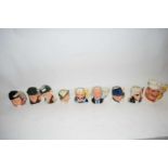 NINE SMALL CHARACTER JUUGS TO INCLUDE THE CHEF, NELSON, THE BASEBALL PLAYER AND OTHERS (9)