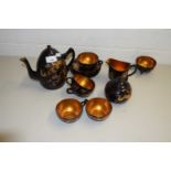 ORIENTAL BLACK LACQUERED TEA SET