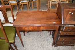 19TH CENTURY MAHOGANY RECTANGULAR FOLDING TEA TABLE WITH SINGLE END DRAWER, 86CM WIDE
