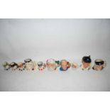 TEN SMALL ROYAL DOULTON CHARACTER JUGS TO INCLUDE CHRISTMAS EDITIONS
