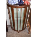 WALNUT VENEERED BOW FRONT CHINA DISPLAY CABINET