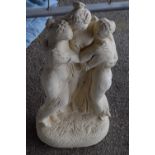 Composite garden statue of three figures, height 55cm