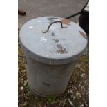 Galvanised dustbin with lid, approx 2.5 cubic ft