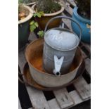 Mixed Lot to include galvanised watering can and pans