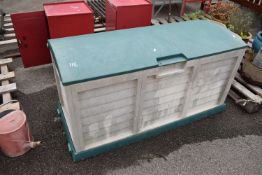 Plastic garden storage bin, width 135cm