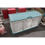 Plastic garden storage bin, width 135cm