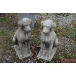 Pair of composite seated hounds, height approx 70cm