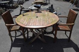 Teak garden dining set inc table and 2 chairs