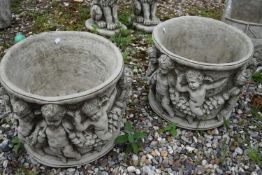 Pair of composite plant pots, height approx 30cm, width approx 40cm