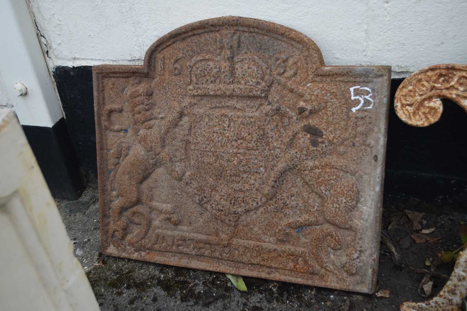 Vintage cast iron plaque marked '1633', width 60cm - Image 2 of 2
