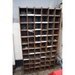 Vintage metal pigeonhole/workshop storage, width 90cm