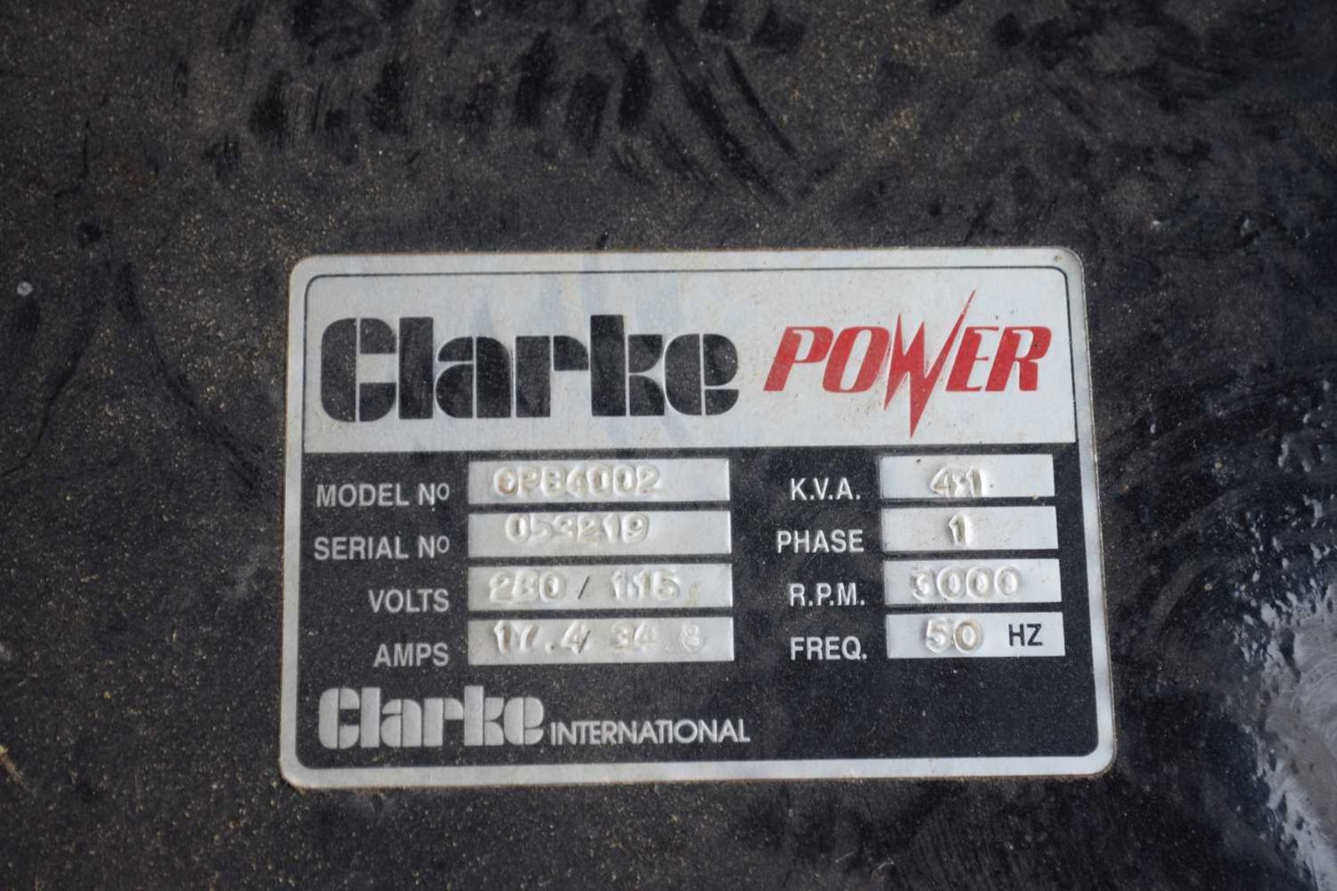 Clark power generator model number OPB6002 - Image 3 of 3