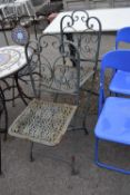 Pair of vintage folding metal garden chairs, height approx 90cm