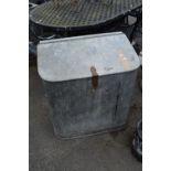 Galvanised feed bin, height 72cm, width 70cm, depth approx 50cm