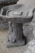 Composite garden bird bath, height approx 40cm