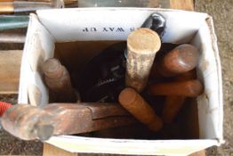 Box of various hand tools. chisles, drill etc