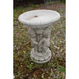 Composite bird bath, height approx 55cm