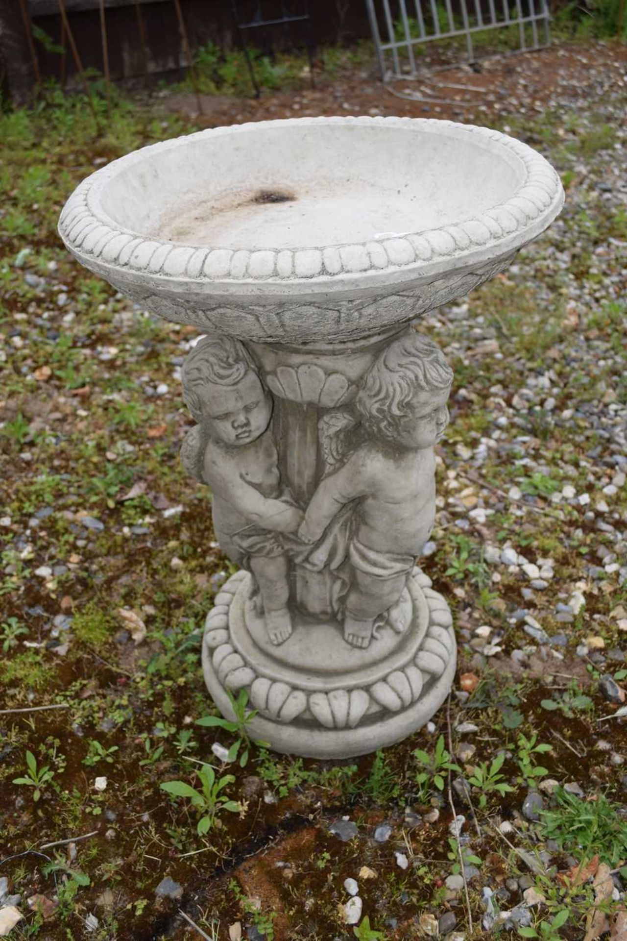 Composite bird bath, height approx 55cm