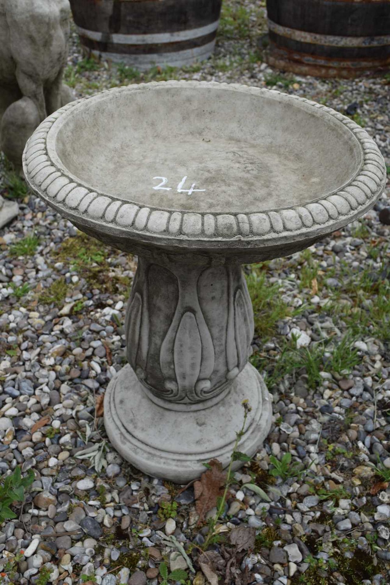 Composite bird bath, height approx 50cm