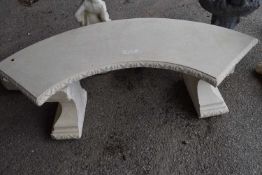 Composite curved garden bench, width approx 130cm, height approx 40cm