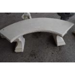 Composite curved garden bench, width approx 130cm, height approx 40cm