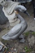 Metal cast statue of a swan, height approx 60cm