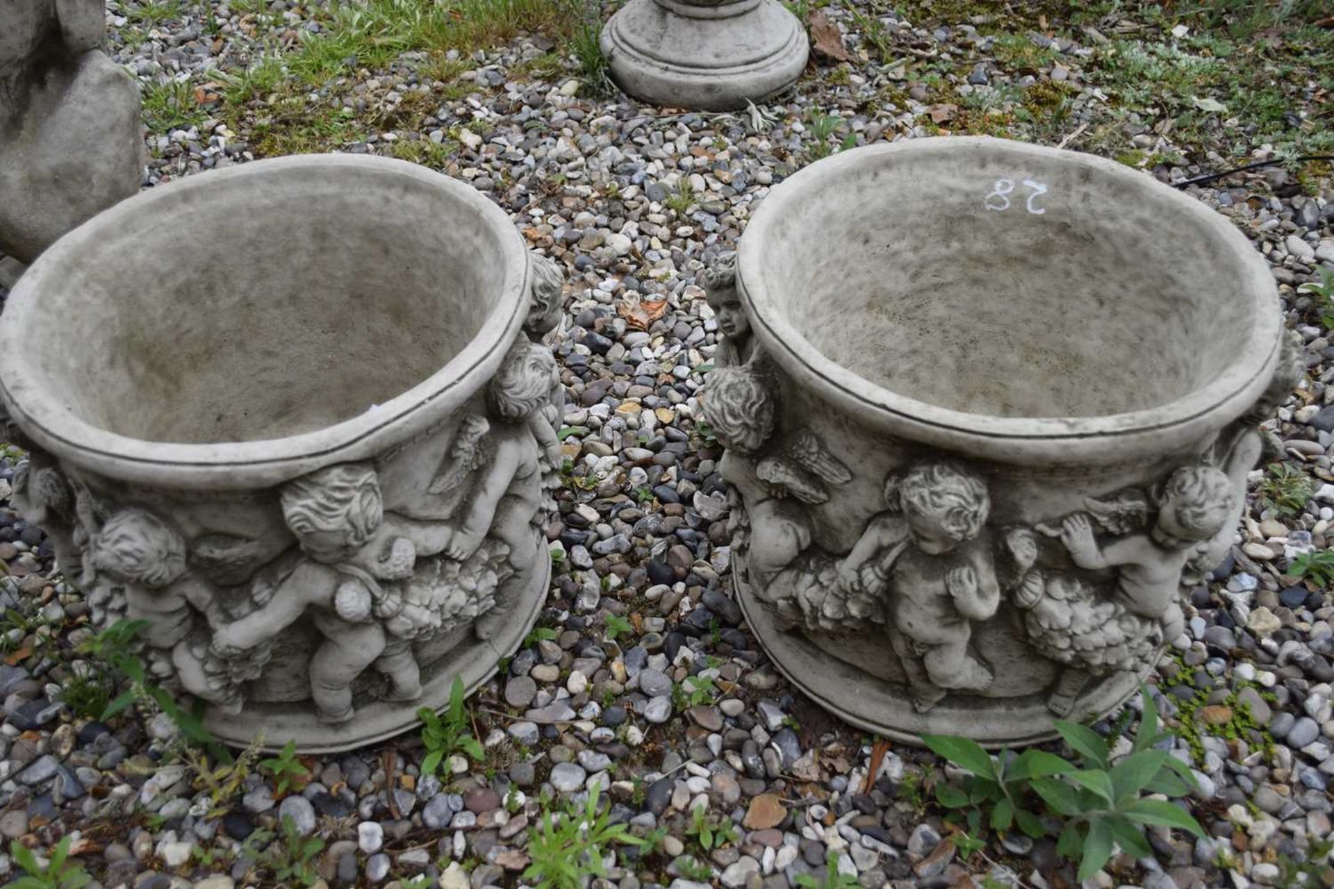 Pair of composite plant pots, height approx 30cm, width approx 40cm - Image 2 of 2