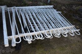 Four white metal railings, height 120cm, length approx 160cm