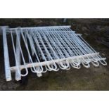 Four white metal railings, height 120cm, length approx 160cm