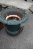 Cast iron garden urn (a/f), base missing, height 45cm