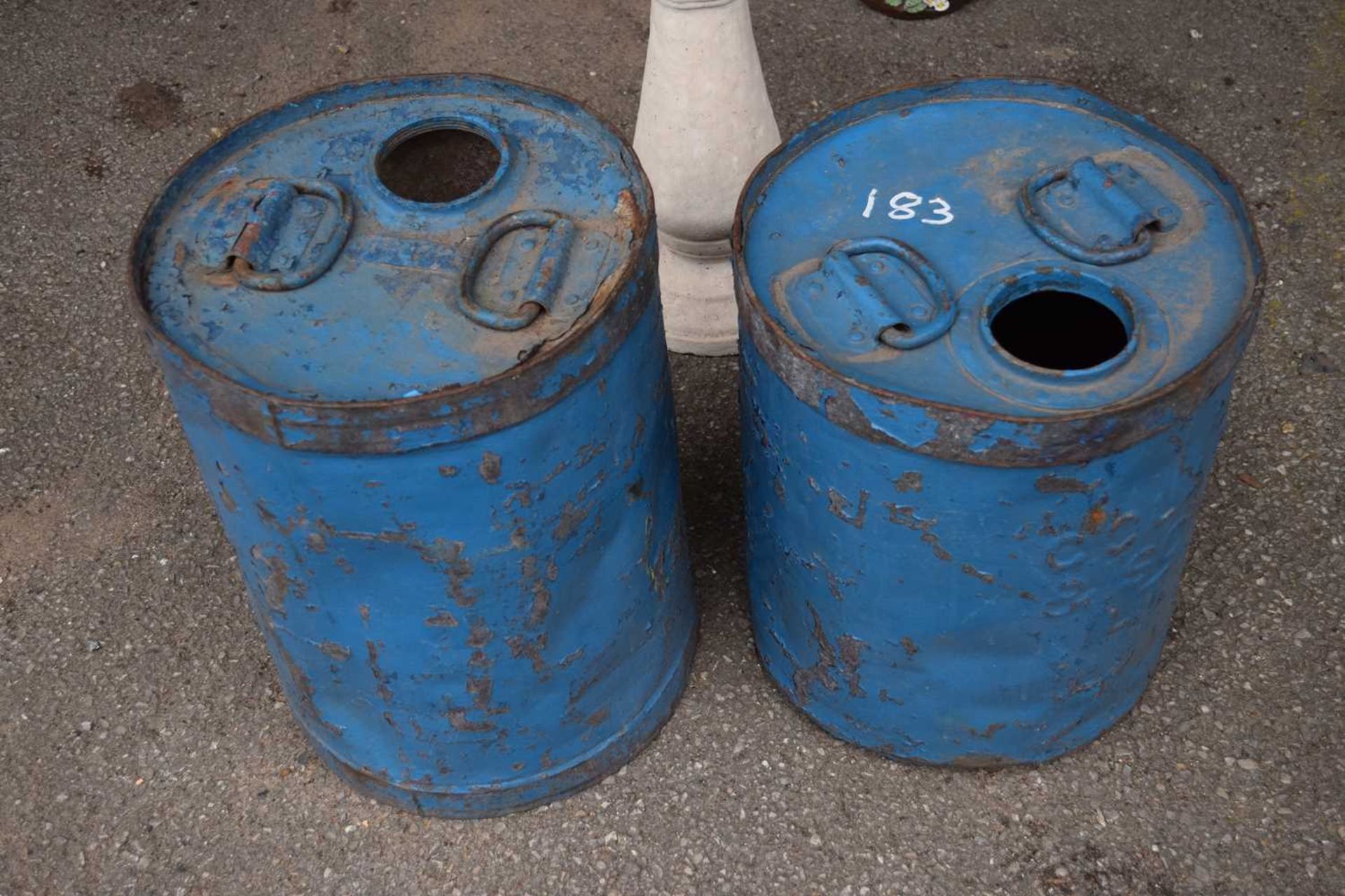 Two vintage metal containers/jerry cans