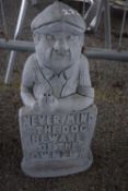 Composite garden statue 'Never mind the dog, beware of the owner', height 50cm