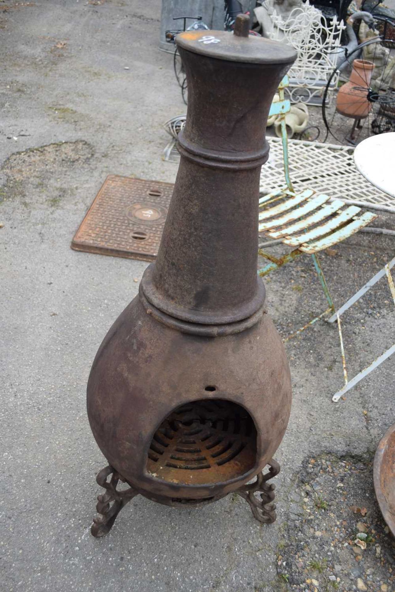 Cast iron chiminea, height approx 110cm