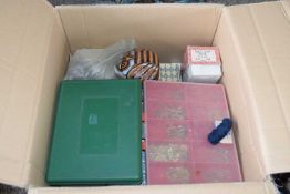 Box of shed clearance items to include a large quantity of boxed screws