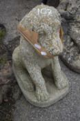 Composite garden statue in the shape of a seated dog, height 45cm