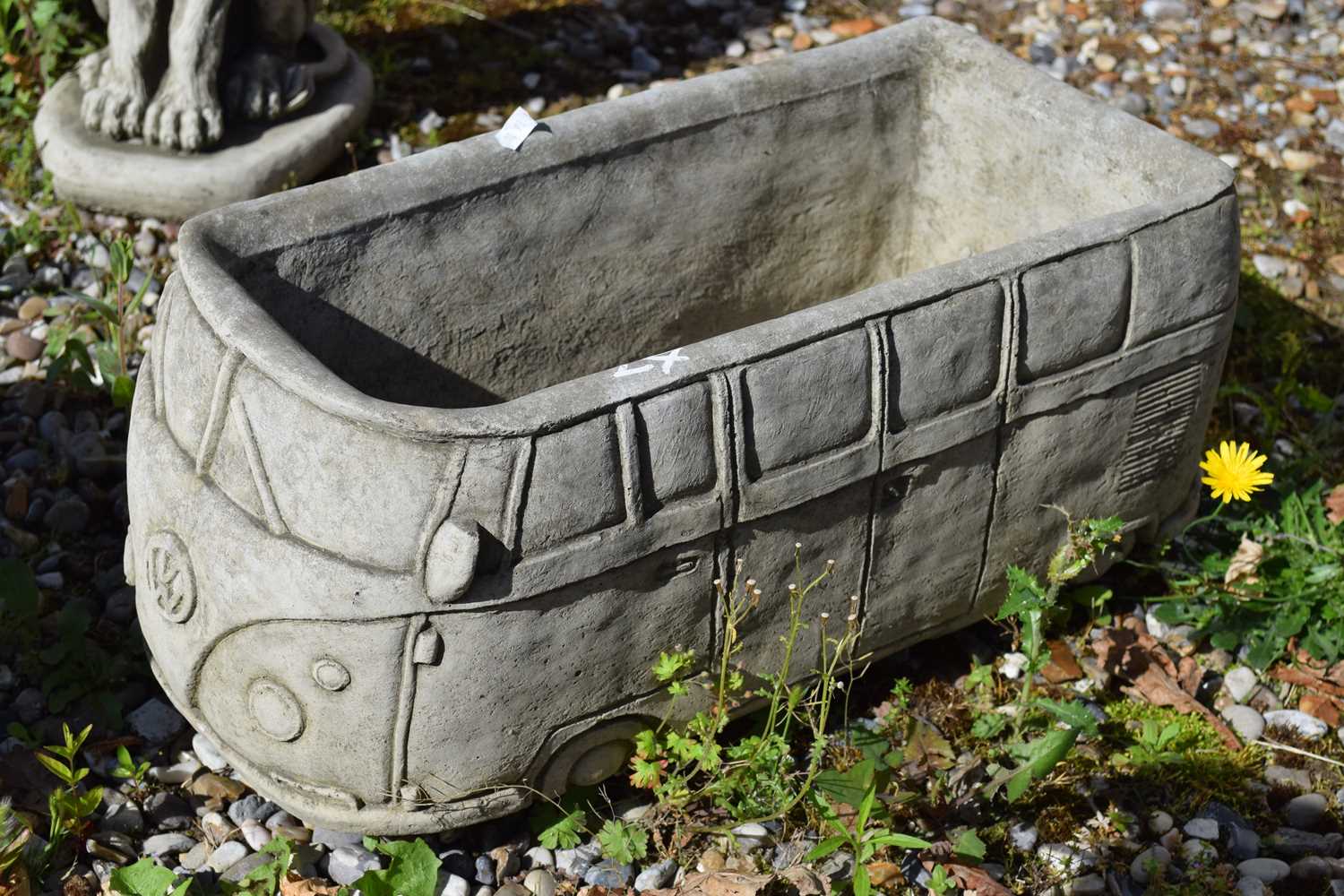 Composite planter modelled as a VW Campervan, width approx 50cm