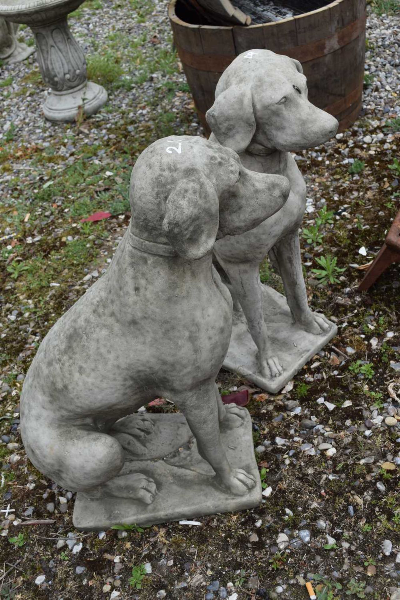 Pair of composite seated hounds, height approx 70cm - Image 2 of 2