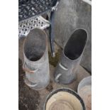 Two galvanised coal scuttles