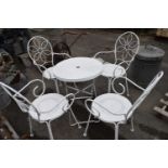 Metal garden dining set comprising table and four chairs