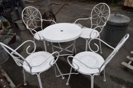 Metal garden dining set comprising table and four chairs