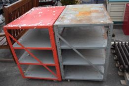 Two metal workshop trolleys, height approx 90cm