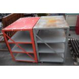 Two metal workshop trolleys, height approx 90cm