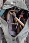 Bag of various hand tools inc clamps, hammers etc